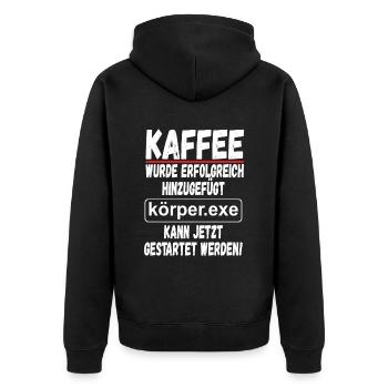 Kaffee Informatiker Geschenk Lustiger Spruch - Unisex Premium Bio Zip Hoodie - Schwarz - Hinten - Nico (187cm)