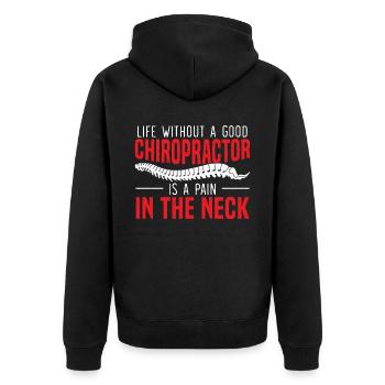 Das Leben ohne Chiropraktiker ist ein Schmerz im Nacken - Unisex Premium Bio Zip Hoodie - Schwarz - Hinten - Nico (187cm)