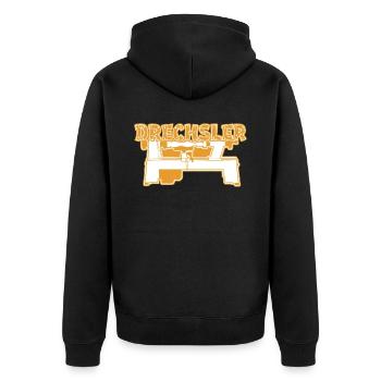 Drechseln Drechselbank Drechsler - Unisex Premium Bio Zip Hoodie - Schwarz - Hinten - Nico (187cm)