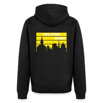 Dortmunder Stadt Schöner Dortmund - Unisex Premium Bio Zip Hoodie - Schwarz - Hinten - Nico (187cm)