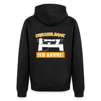 Drechseln Spruch Drechselbank Drechsler - Unisex Premium Bio Zip Hoodie - Schwarz - Hinten - Nico (187cm)