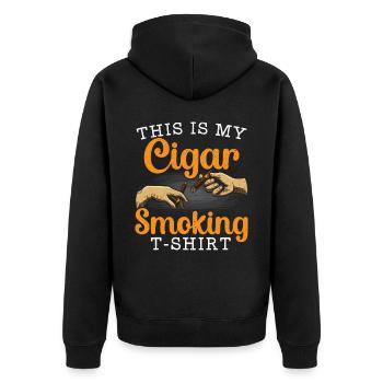 Zigarettenraucher Tabak Das ist mein Zigarrenrauchen - Unisex Premium Bio Zip Hoodie - Schwarz - Hinten - Nico (187cm)