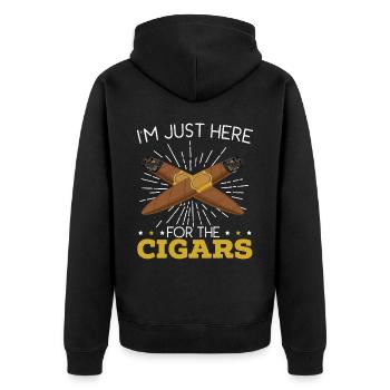 Je suis juste ici pour les cigares cigarettes - Veste à capuche bio Premium Unisexe - noir - Dos - Nico (187cm)