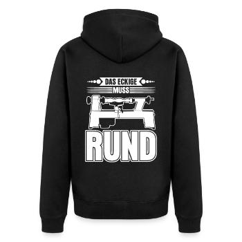 Drechseln Drechselbank Witz Drechsler - Unisex Premium Bio Zip Hoodie - Schwarz - Hinten - Nico (187cm)
