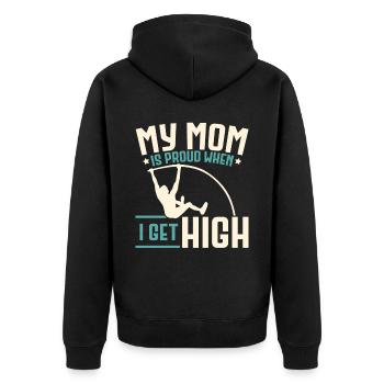 My mother is proud when I come up Stabho - Unisex Premium Organic Zip Hoodie - black - Back - Nico (187cm)