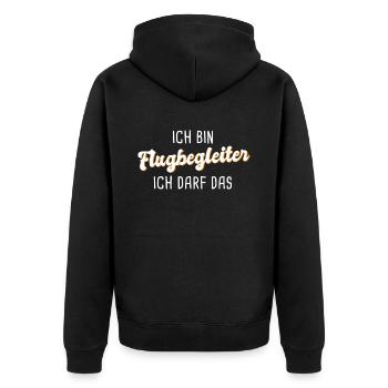 Flugbegleiter - Unisex Premium Bio Zip Hoodie - Schwarz - Hinten - Nico (187cm)