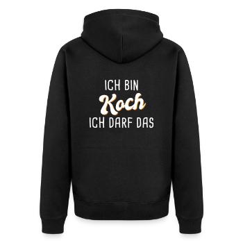 Koch - Unisex Premium Bio Zip Hoodie - Schwarz - Hinten - Nico (187cm)