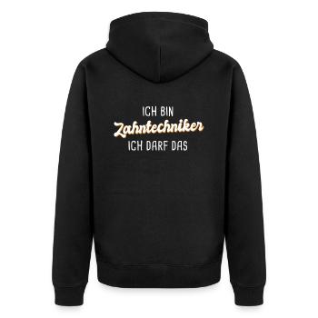 Zahntechniker - Unisex Premium Bio Zip Hoodie - Schwarz - Hinten - Nico (187cm)