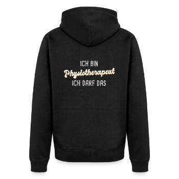 Physiotherapeut - Unisex Premium Bio Zip Hoodie - Schwarz - Hinten - Nico (187cm)