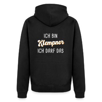 Klempner - Unisex Premium Bio Zip Hoodie - Schwarz - Hinten - Nico (187cm)