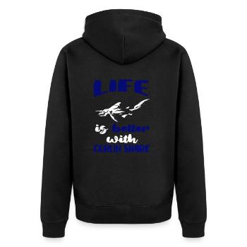Liebt Kobold Hai Geschenk - Unisex Premium Bio Zip Hoodie - Schwarz - Hinten - Nico (187cm)