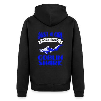 Liebt Kobold Hai Geschenk - Unisex Premium Bio Zip Hoodie - Schwarz - Hinten - Nico (187cm)
