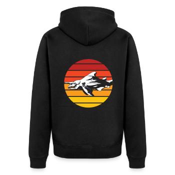 Liebt Kobold Hai Geschenk - Unisex Premium Bio Zip Hoodie - Schwarz - Hinten - Nico (187cm)