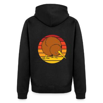 Großer Kiwi-Vogel Zealnds lieben es, Vögel zu beob - Unisex Premium Bio Zip Hoodie - Schwarz - Hinten - Nico (187cm)