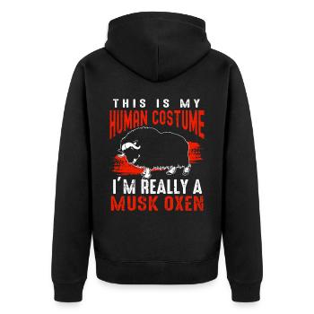 Liebt Awesome Animal Ox - Unisex Premium Bio Zip Hoodie - Schwarz - Hinten - Nico (187cm)