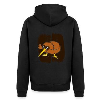 Großer Kiwi-Vogel Zealnds lieben es, Vögel zu beob - Unisex Premium Bio Zip Hoodie - Schwarz - Hinten - Nico (187cm)