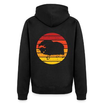 Liebt Awesome Animal Ox - Unisex Premium Bio Zip Hoodie - Schwarz - Hinten - Nico (187cm)
