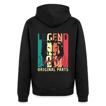 Original 1966 August - Unisex Premium Bio Zip Hoodie - Schwarz - Hinten - Nico (187cm)