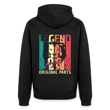 August 1985 Geschenkidee - Unisex Premium Bio Zip Hoodie - Schwarz - Hinten - Nico (187cm)