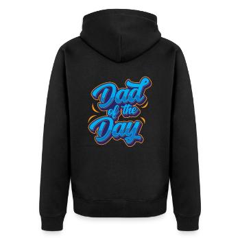 Vater Des Tages Sprüche Vater Tag Papa Papi - Unisex Premium Bio Zip Hoodie - Schwarz - Hinten - Nico (187cm)