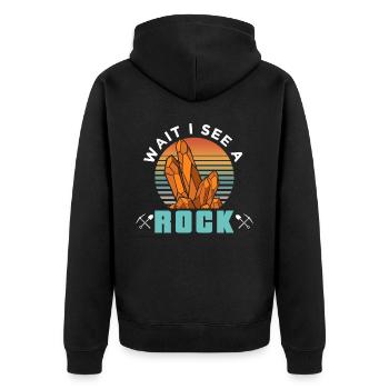 Waiting I See A Stone Geologist Geology Profession - Unisex Premium Organic Zip Hoodie - black - Back - Nico (187cm)