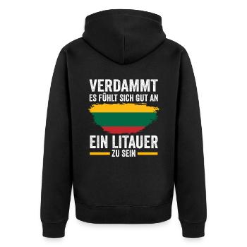 Litauen Litauer Litauisches - Unisex Premium Bio Zip Hoodie - Schwarz - Hinten - Nico (187cm)