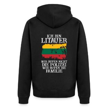 Litauen Litauer Litauisches - Unisex Premium Bio Zip Hoodie - Schwarz - Hinten - Nico (187cm)