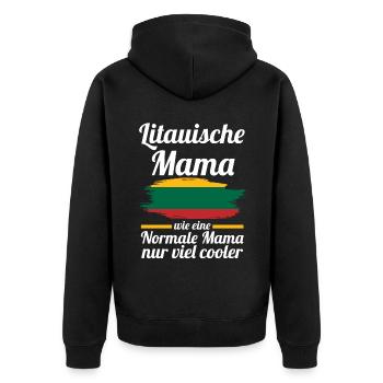 Litauerin Litauische Mama Litauen Mutter - Unisex Premium Bio Zip Hoodie - Schwarz - Hinten - Nico (187cm)