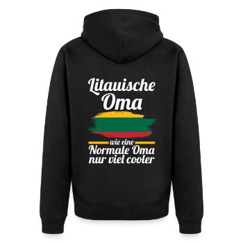 Litauerin Litauische Oma Litauen - Unisex Premium Bio Zip Hoodie - Schwarz - Hinten - Nico (187cm)
