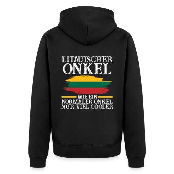 Litauer Onkel Litauen - Unisex Premium Bio Zip Hoodie - Schwarz - Hinten - Nico (187cm)