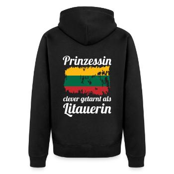 Prinzessin Litauer Litauisches Litauen - Unisex Premium Bio Zip Hoodie - Schwarz - Hinten - Nico (187cm)