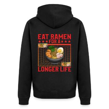 Mangez des ramen pour une vie plus longue - Veste à capuche bio Premium Unisexe - noir - Dos - Nico (187cm)