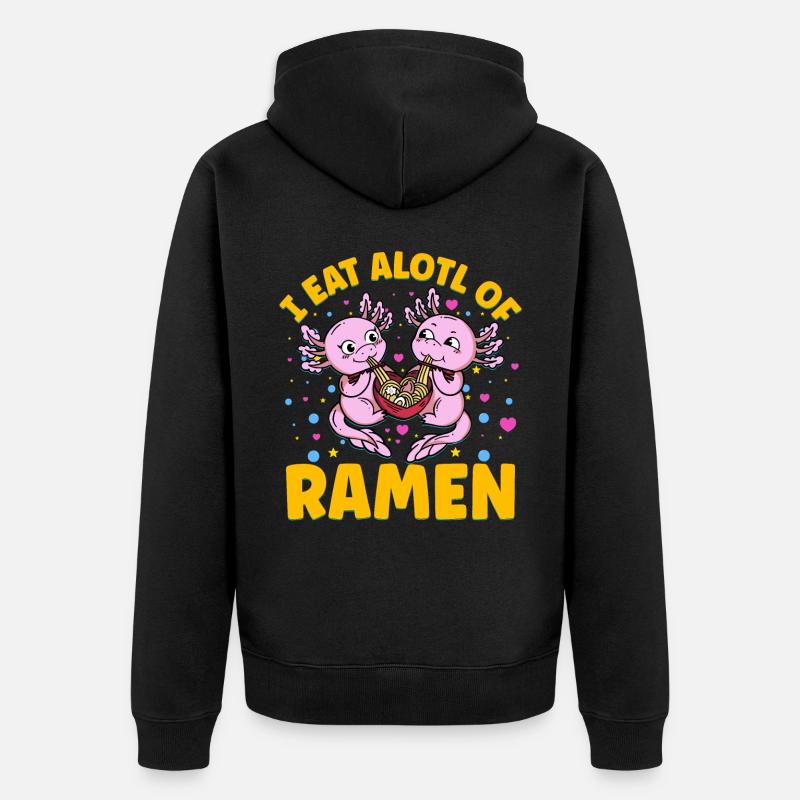 Je mangealotl de Ramen - Veste à capuche bio Premium Unisexe - noir