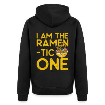 I am the Ramen tic one - Unisex Premium Organic Zip Hoodie - black - Back - Nico (187cm)