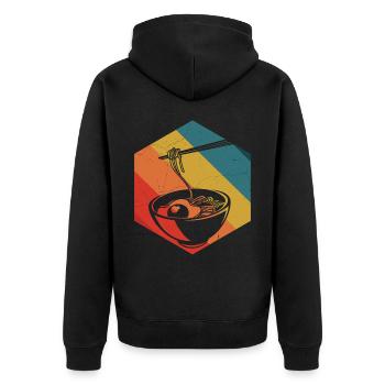 Ramen Retro - Unisex Premium Organic Zip Hoodie - black - Back - Nico (187cm)
