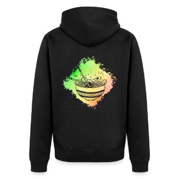 Ramen Retro - Unisex Premium Organic Zip Hoodie - black - Back - Nico (187cm)