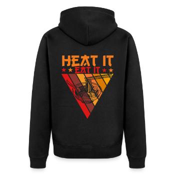 Heat it eat it Ramen - Unisex Premium Bio Zip Hoodie - Schwarz - Hinten - Nico (187cm)