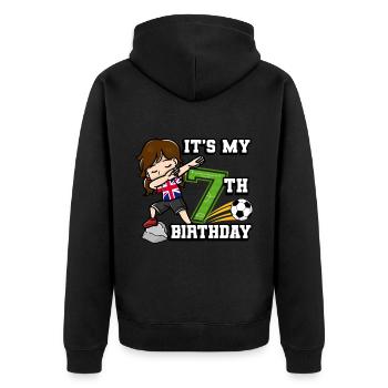 Football girl C’est mon drapeau de 7ème anniversaire - Veste à capuche bio Premium Unisexe - noir - Dos - Nico (187cm)