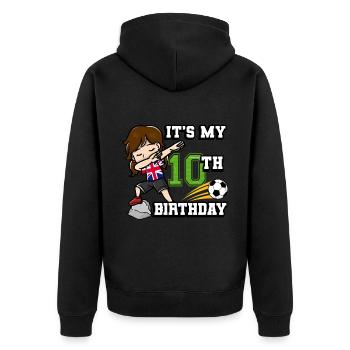 Football girl c’est mon drapeau de 10e anniversaire - Veste à capuche bio Premium Unisexe - noir - Dos - Nico (187cm)