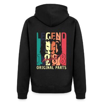 Salutations d’anniversaire pour août 1988 - Veste à capuche bio Premium Unisexe - noir - Dos - Nico (187cm)