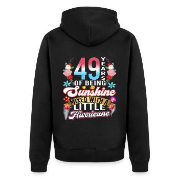 49 years of sunshine mixed with a small - Unisex Premium Organic Zip Hoodie - black - Back - Nico (187cm)
