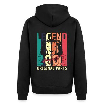 Année de construction Août 2003 - Veste à capuche bio Premium Unisexe - noir - Dos - Nico (187cm)