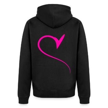 Halbes Pinkes Herz Simpel - Unisex Premium Bio Zip Hoodie - Schwarz - Hinten - Nico (187cm)