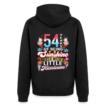 54 years of sunshine mixed with a small - Unisex Premium Organic Zip Hoodie - black - Back - Nico (187cm)