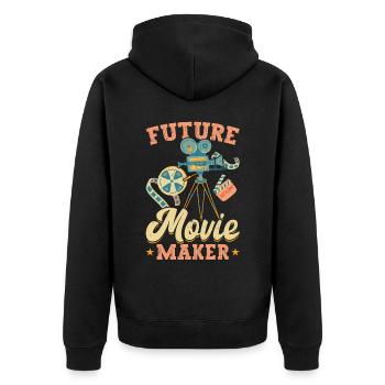 Future Movie Maker - Filmemachen - Filmemacher - Unisex Premium Bio Zip Hoodie - Schwarz - Hinten - Nico (187cm)