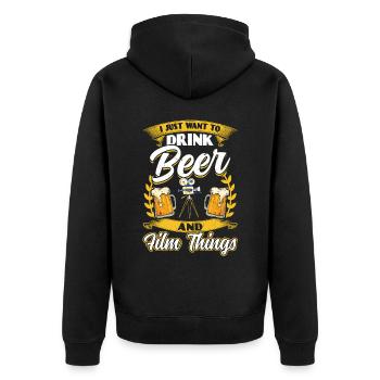 Ich Will Nur Bier Trinken Und Dinge Filmen - Unisex Premium Bio Zip Hoodie - Schwarz - Hinten - Nico (187cm)