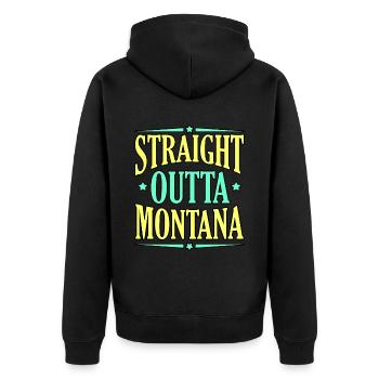 Straight Outta Montana gift - Unisex Premium Organic Zip Hoodie - black - Back - Nico (187cm)
