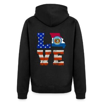 Liebe Missouri geschenk - Unisex Premium Bio Zip Hoodie - Schwarz - Hinten - Nico (187cm)