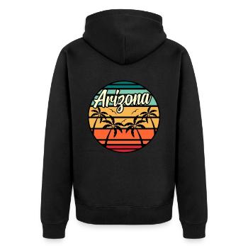 Arizona ferien geschenk - Unisex Premium Bio Zip Hoodie - Schwarz - Hinten - Nico (187cm)