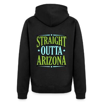 Straight Outta Arizona Geschenk - Unisex Premium Bio Zip Hoodie - Schwarz - Hinten - Nico (187cm)